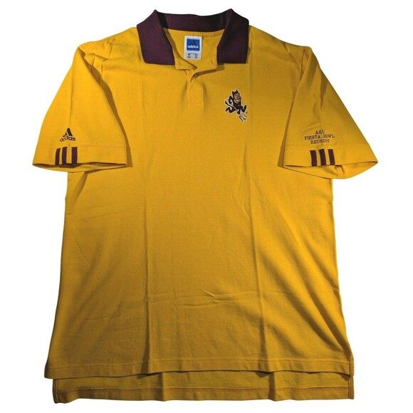 Adidas ASU Fiesta Bowl Reunion Mens XL Gold Maroon Polo Arizona State Sun Devils - Picture 4 of 9